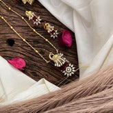 Stylish Red AD Stone Peacock Pendant Chain-G14504